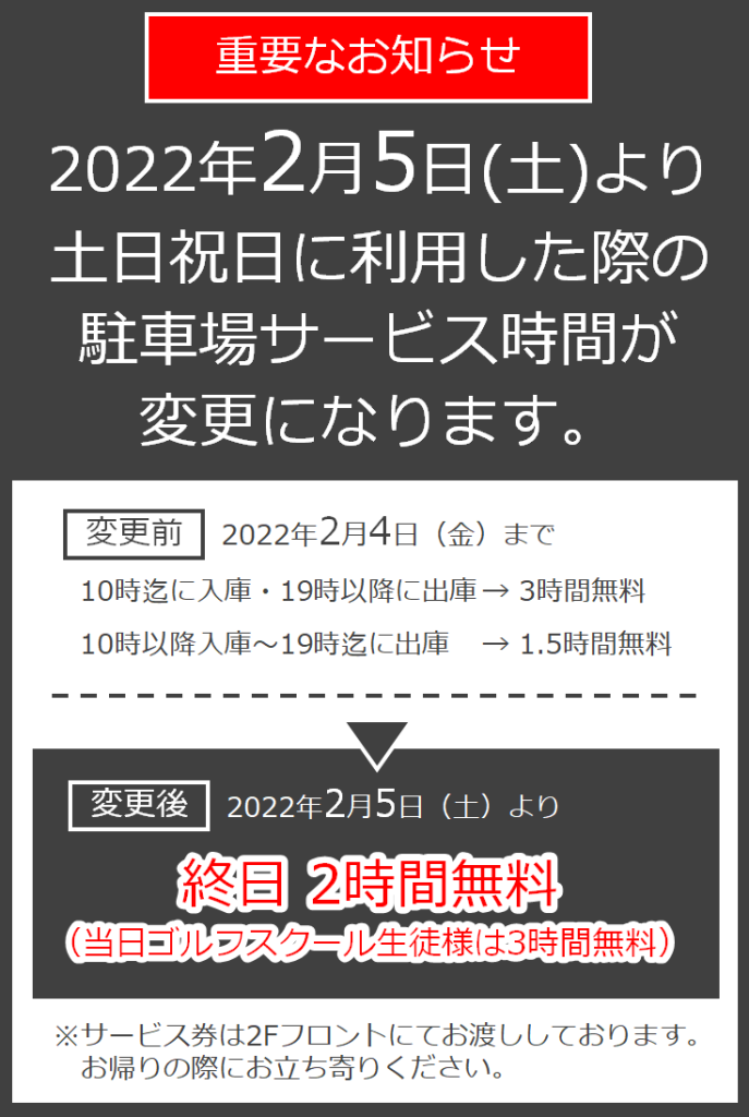 駐車場サービス時間に関して 王子駅前サンスクエア